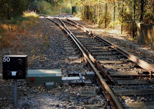 istock Railway tracks on a industrial park 1018038536