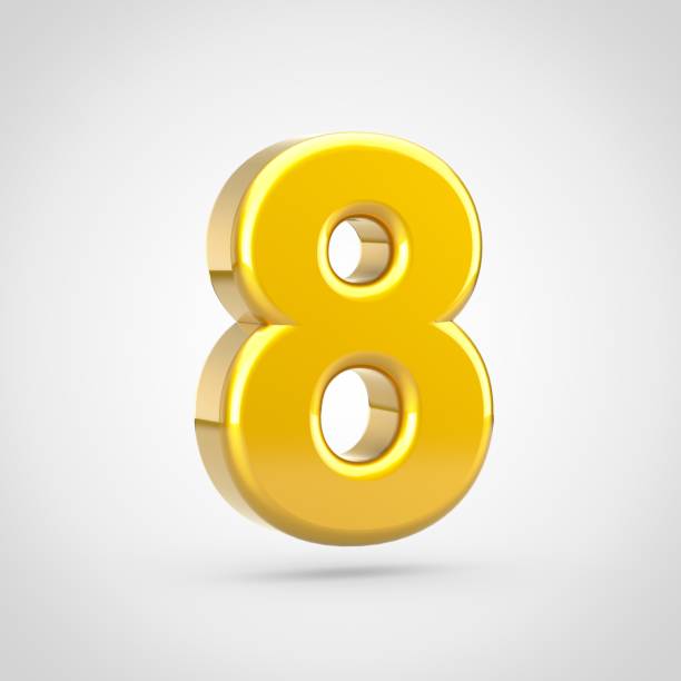 istock 3D Golden number 8 isolated on white background. 1018047442