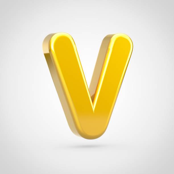 istock Golden letter V uppercase isolated on white background. 1018047858