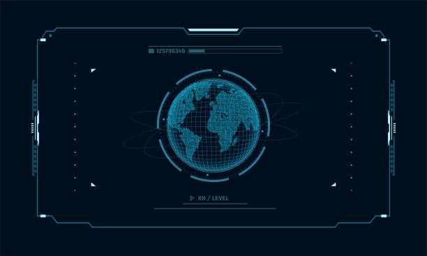 ภาพประกอบสต็อกที่เกี่ยวกับ “โฮโลแกรมดาวเคราะห์โลกในหน้าต่างเสมือนหน้าจอสัมผัสอินเตอร์เฟซผู้ใช้ของ ดาวเคราะห์แห่งอน - graphical user interface”