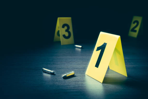 istock Crime scene with evidence markers 1018050732