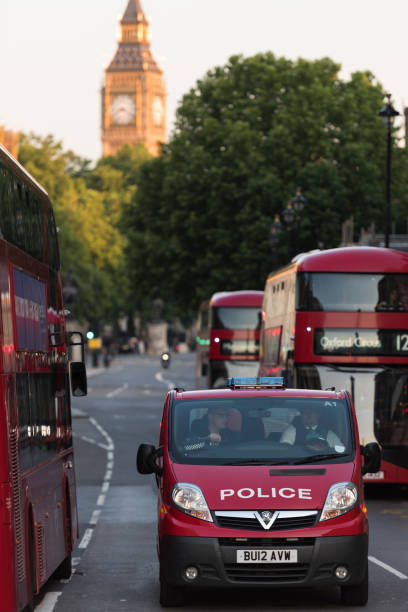 런던 경찰 - clock tower flash 뉴스 사진 이미지