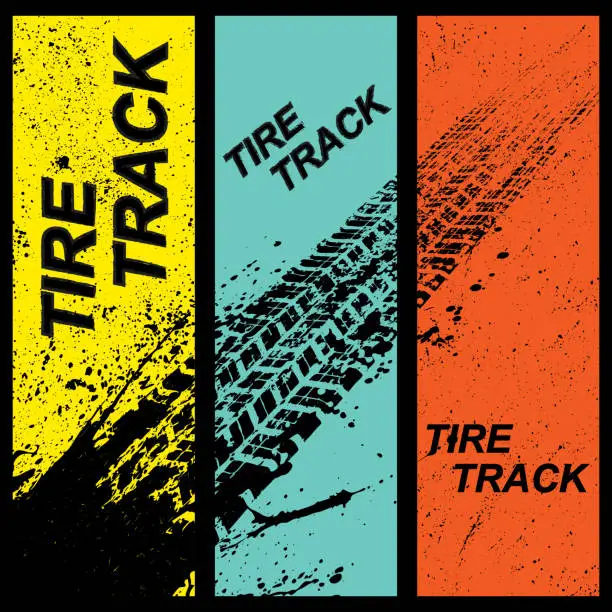 Vector illustration of Grunge tire tracks banners