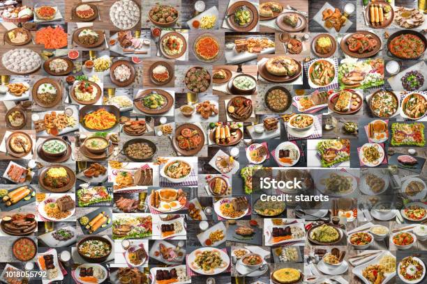 Collage Of Lots Of Food Stock Photo - Download Image Now - Food, World Map, Global