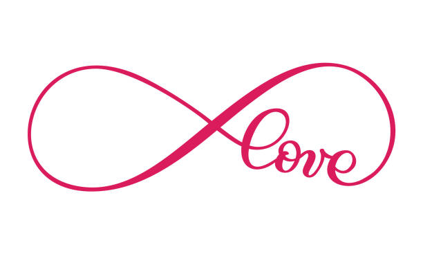 Love word In the sign of infinity. Sign on postcard to Valentine s day, tattoo, print. Vector calligraphy and lettering illustration isolated on a white background Love word In the sign of infinity. Sign on postcard to Valentine s day, tattoo, print. Vector calligraphy and lettering illustration isolated on a white background. infinity heart stock illustrations