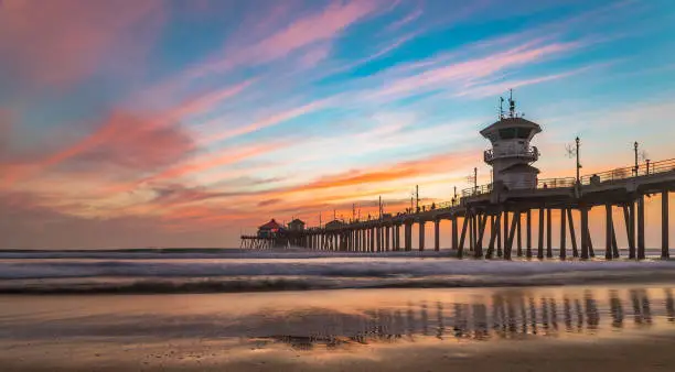Photo of Incredible colors of sunset by Huntington Beach Pier, in the famous surf city in California