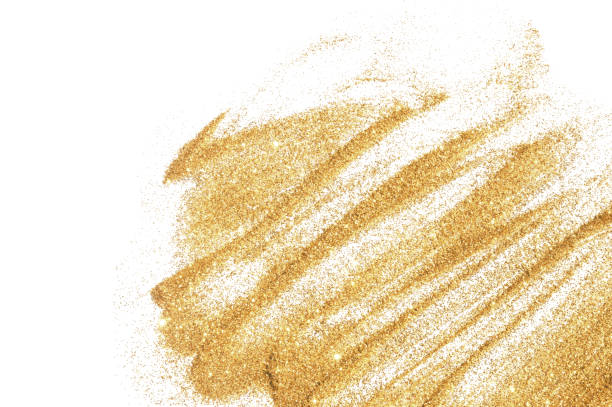 Textured background with golden glitter sparkle on white
