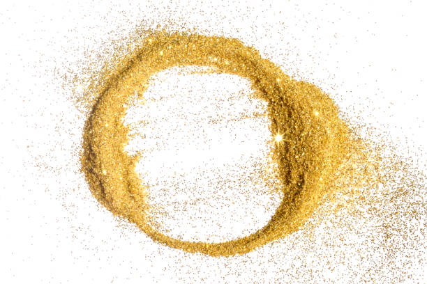 istock Abstract round frame of golden glitter sparkle on white. 1018062372
