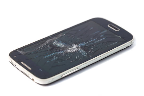 istock Mobile smartphone with broken screen isolated on white background. crack screen 1018062458