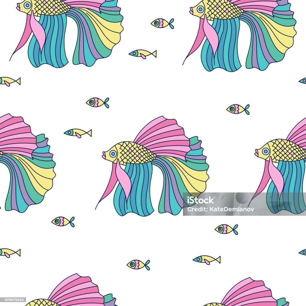 Beaitiful Pattern Fish Seamless Pattern Beautiful Exotic Fish On White Background Stock ...
