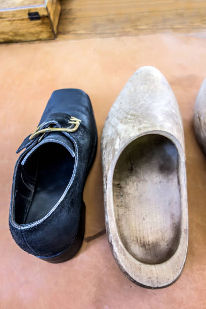 istock Vintage dutch wooden clogs 1018075892