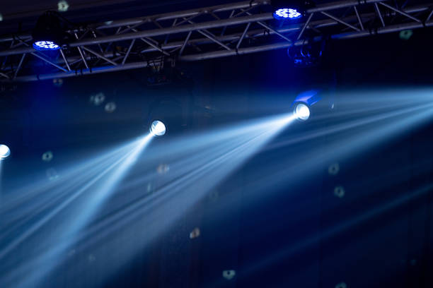 istock beam light at indoor party hall, white light is beautiful. 1018081678