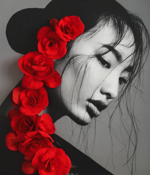 istock Collage with female portrait and flowers 1018087780