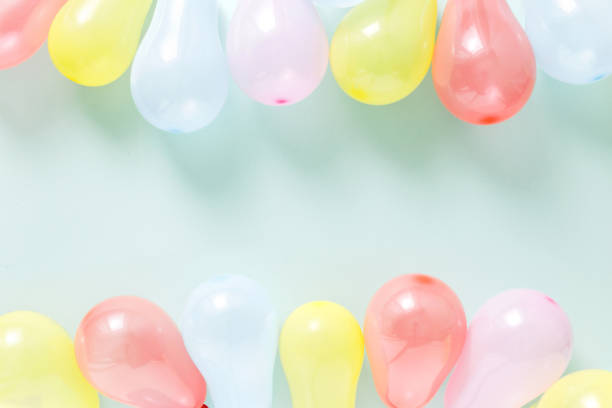 istock Frame of colorful balloons Pattern decoration party 1018091476