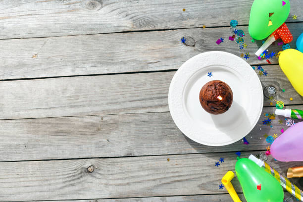 istock Top view children birthday table concept 1018091592