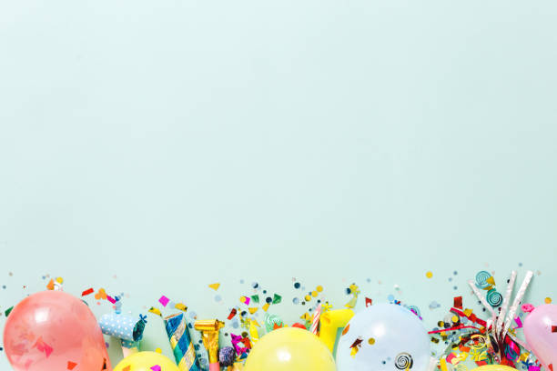 istock Flat lay decoration party concept with copy space top view 1018091664