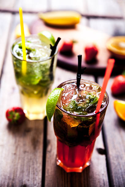 istock Tradition Summer drink mojito with lime and mint, strawberries 1018091950