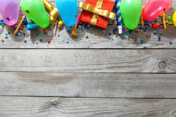 istock Top view birthday party background 1018092202