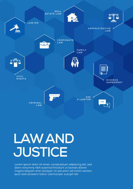 ilustrações de stock, clip art, desenhos animados e ícones de law and justice. brochure template layout, cover design - intellectual property law patent book