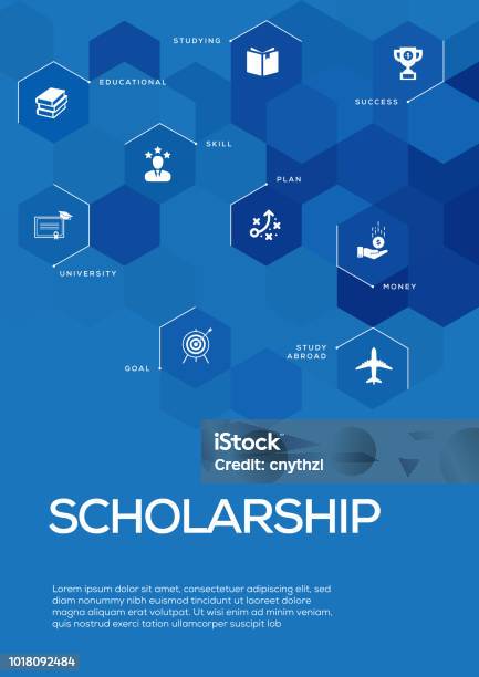 Scholarship Brochure Template Layout Cover Design Stock Illustration - Download Image Now