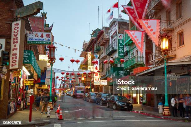 Chinatown In San Francisco At Dusk California Usa Stock Photo - Download Image Now