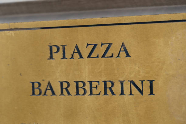 Piazza Barberini street name sign, Rome, Italy