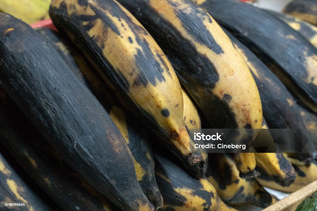 Bananas Farmers' market: Heap of ripe red bananas Agriculture Stock Photo