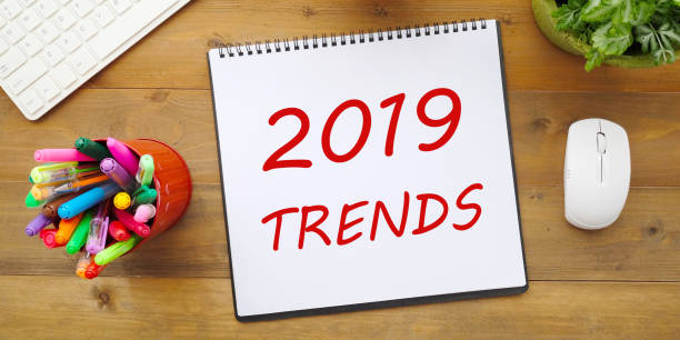 istock 2019 trends on notebook paper at office desk, business vision concept 1018098710