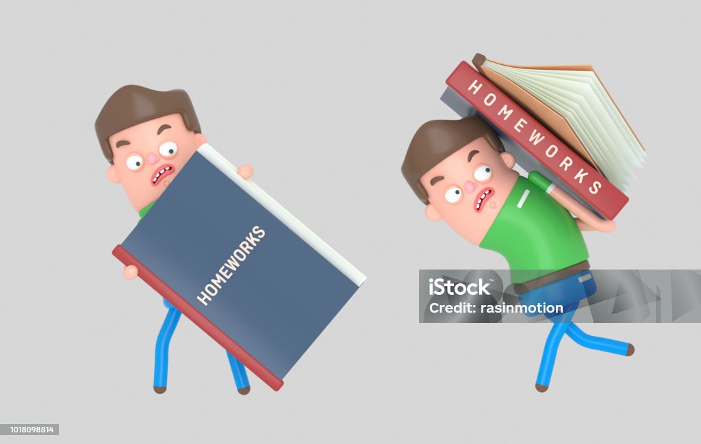 Carry Homework Boy Carrying A Homework Book Stock Illustration - Download Image Now ...
