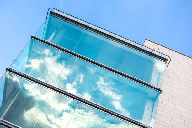 Reflection of sky and clouds in windows