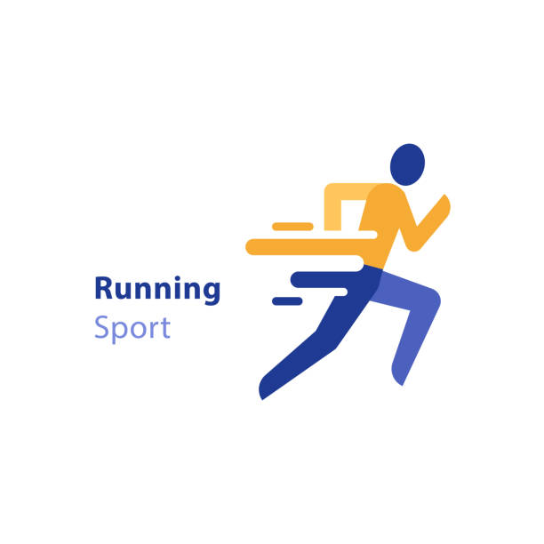 marathonveranstaltung laufen aktivitäten, abstrakte läufer, triathlon, vektor icon - langstreckenlauf stock-grafiken, -clipart, -cartoons und -symbole