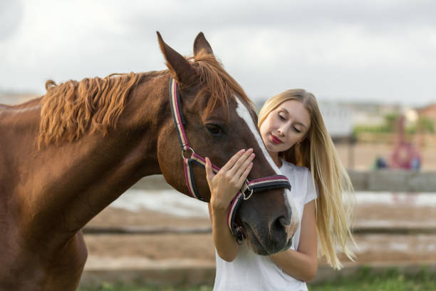 istock Young woman together with horse 1018105990