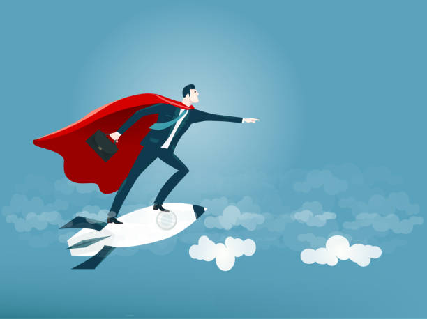 istock Super Businessman. Help, consultancy, support, winning, and no risk concept business illustrationSuper Businessman. Winning, transformation and risk concept business illustration 1018106468