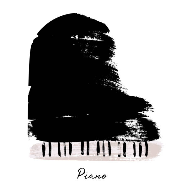 gemalt mit pinselstrichen klavier. vektor-illustration. - piano key piano musical instrument music stock-grafiken, -clipart, -cartoons und -symbole