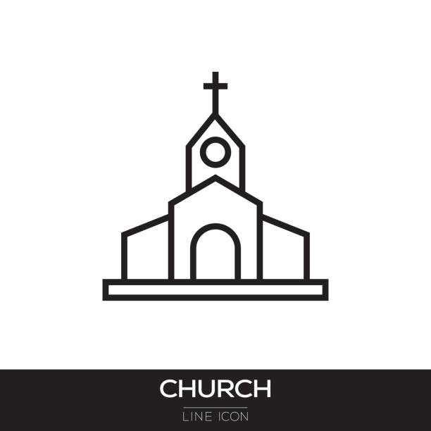 ilustrações de stock, clip art, desenhos animados e ícones de church line icon - church wedding