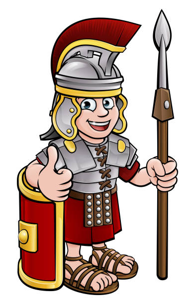 ilustrações, clipart, desenhos animados e ícones de soldado de roman de personagem dos desenhos animados - roman army isolated on white classical greek