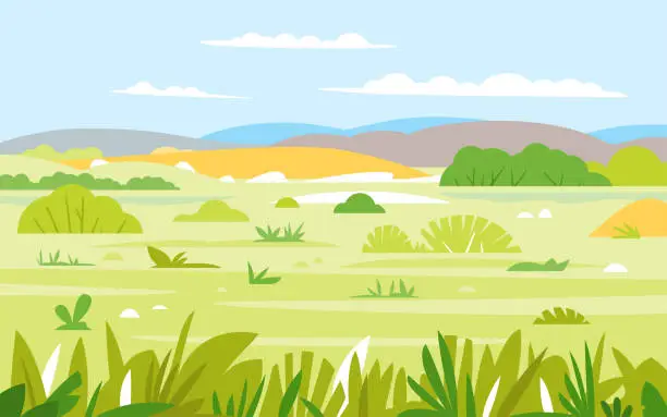 Vector illustration of Savanna Landscape Nature Background