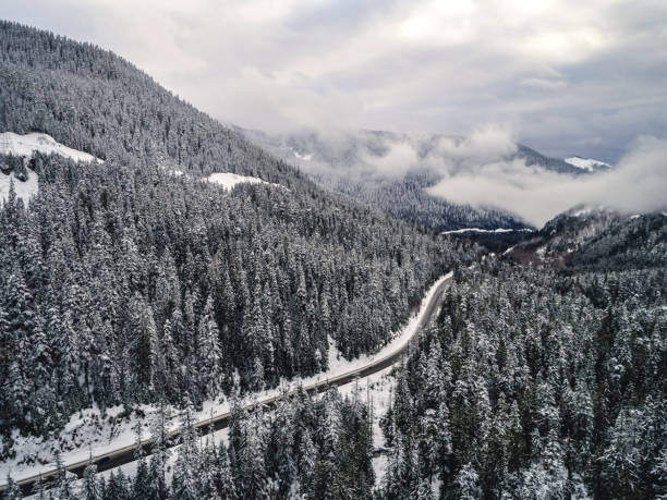 istock Snowy Stevens Pass Washington Mountain Highway Aerial 1018126868