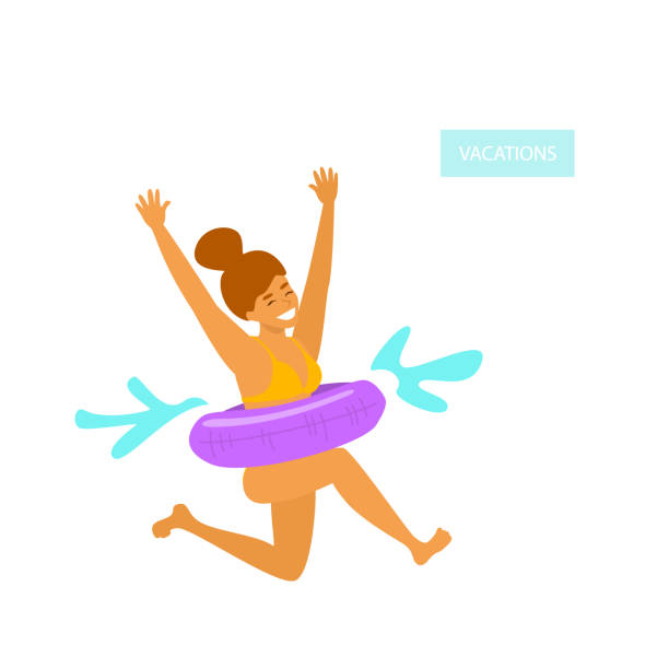 istock cute girl with inflatable float jumps into pool water isolated vector illustration 1018131112
