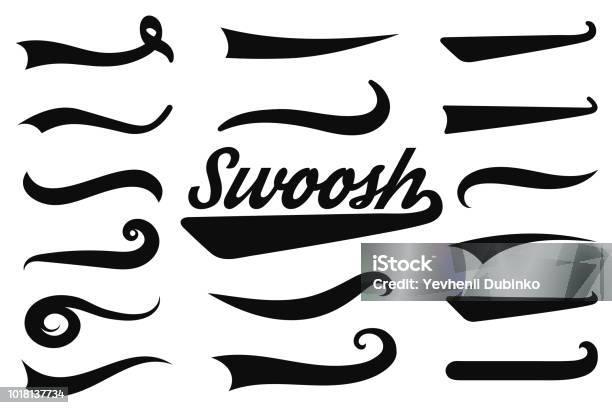 Typographic Swash And Swooshes Tails Retro Swishes And Swashes For Athletic Typography Logos Baseball Font Stock Illustration - Download Image Now