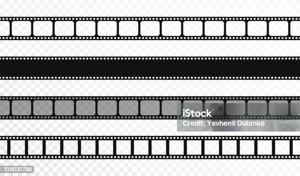 Seamless Film Strips On Transparent Background Vintage Cinema And Photo Tape Retro Film Strips Stock Illustration - Download Image Now