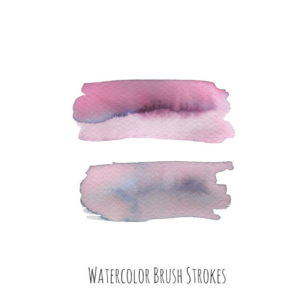 istock Set with two abstract shapes isolated on white background. Real watercolor 1018143108