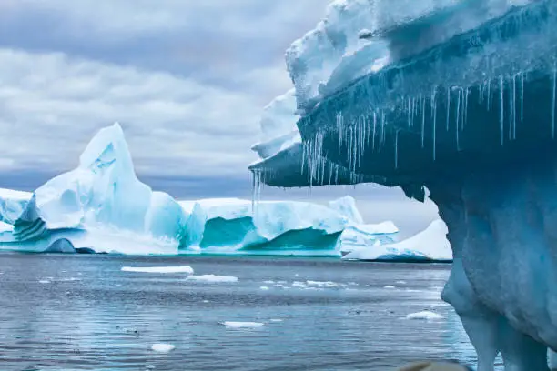 global warming and climate change concept, iceberg melting in Antarctica, ecology