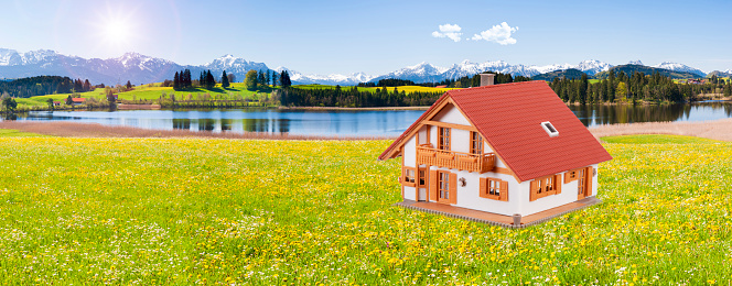 model house in beautiful landscape