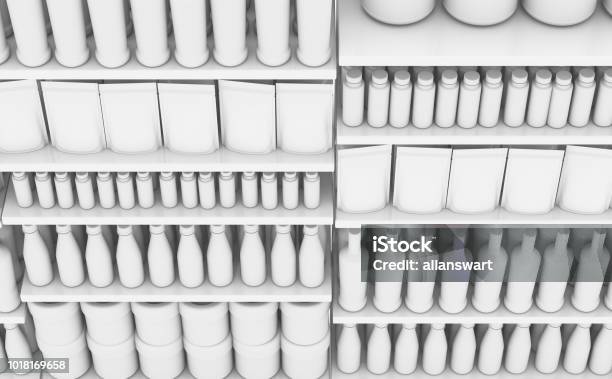 Generic Shopping Shelves Stock Photo - Download Image Now - Packaging, Aisle, Supermarket