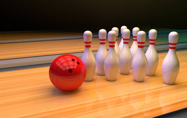istock Bowling background with skittles and ball 1018176390