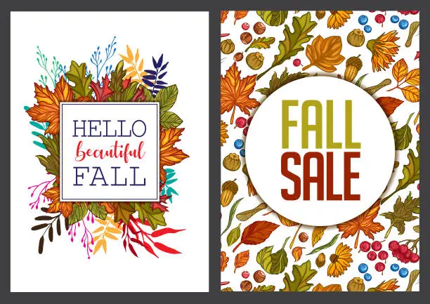 Vector illustration of Fall theme banners vector set.