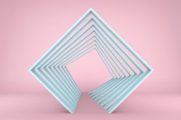 3d rendering colorful pastel background geometric shape abstract still life scene, tunnel, corridor, podium