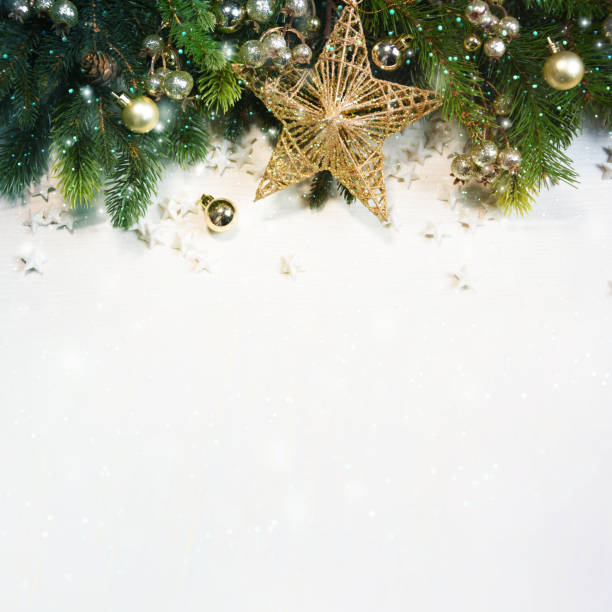 istock Christmas background with branch and ornaments 1018200008