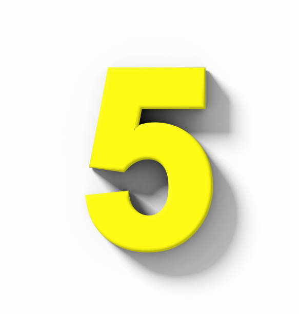 istock number 5 3D yellow isolated on white with shadow - orthogonal projection 1018202678